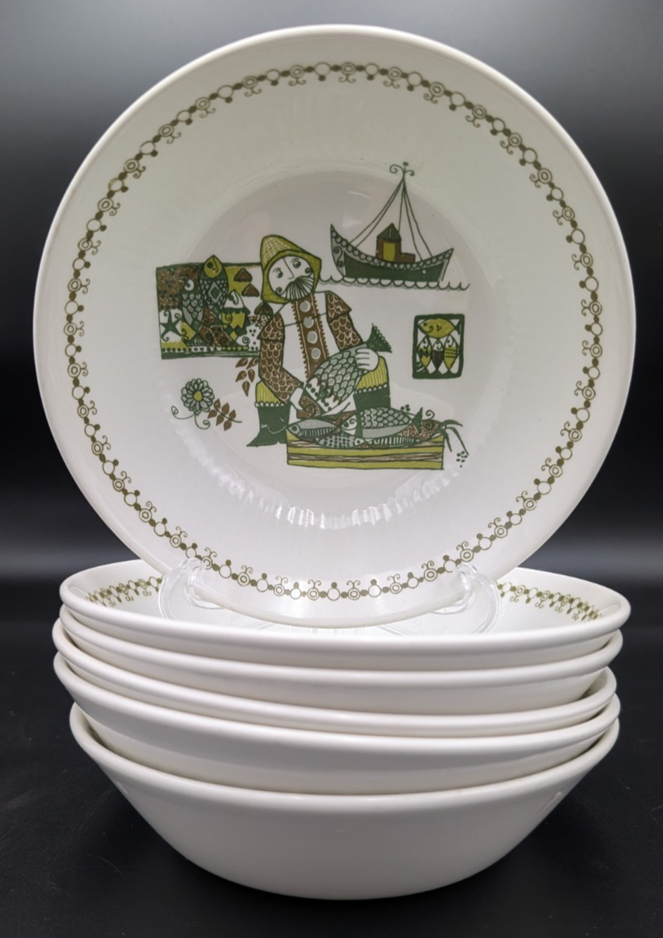 Figgjo Flint Turi Design Norway Market Coupe Soup Cereal Bowl Set of 6 Bowls
